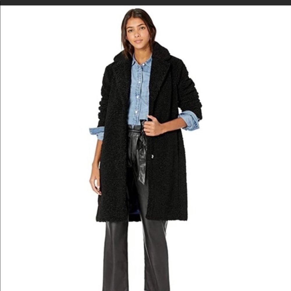 J. Crew Teddy Sherpa Topcoat: Black, Size Small